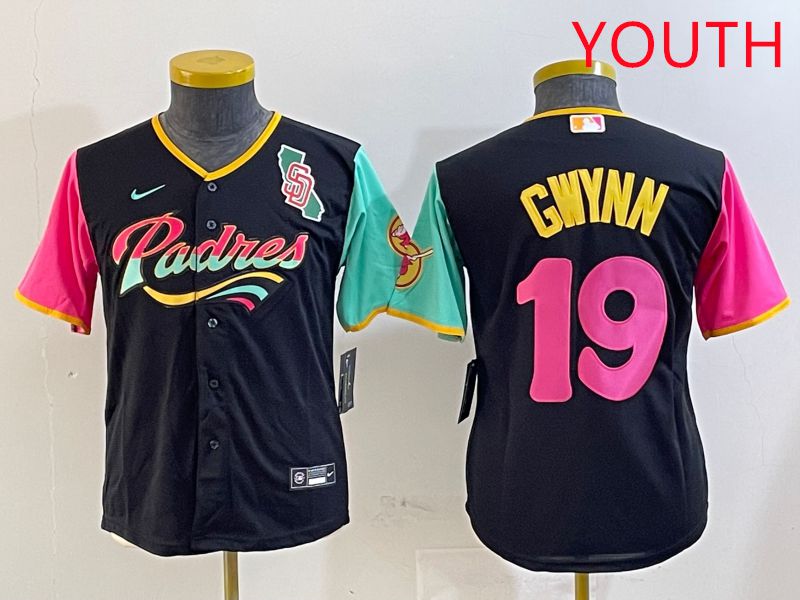 Youth San Diego Padres #19 Gwynn Black City Edition Game 2025 Nike MLB Jersey style 2